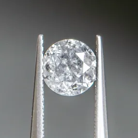 1.19CT ROUND BRILLIANT SALT AND PEPPER DIAMOND, LIGHT GLOWY GREY , 6.55X4.26MM