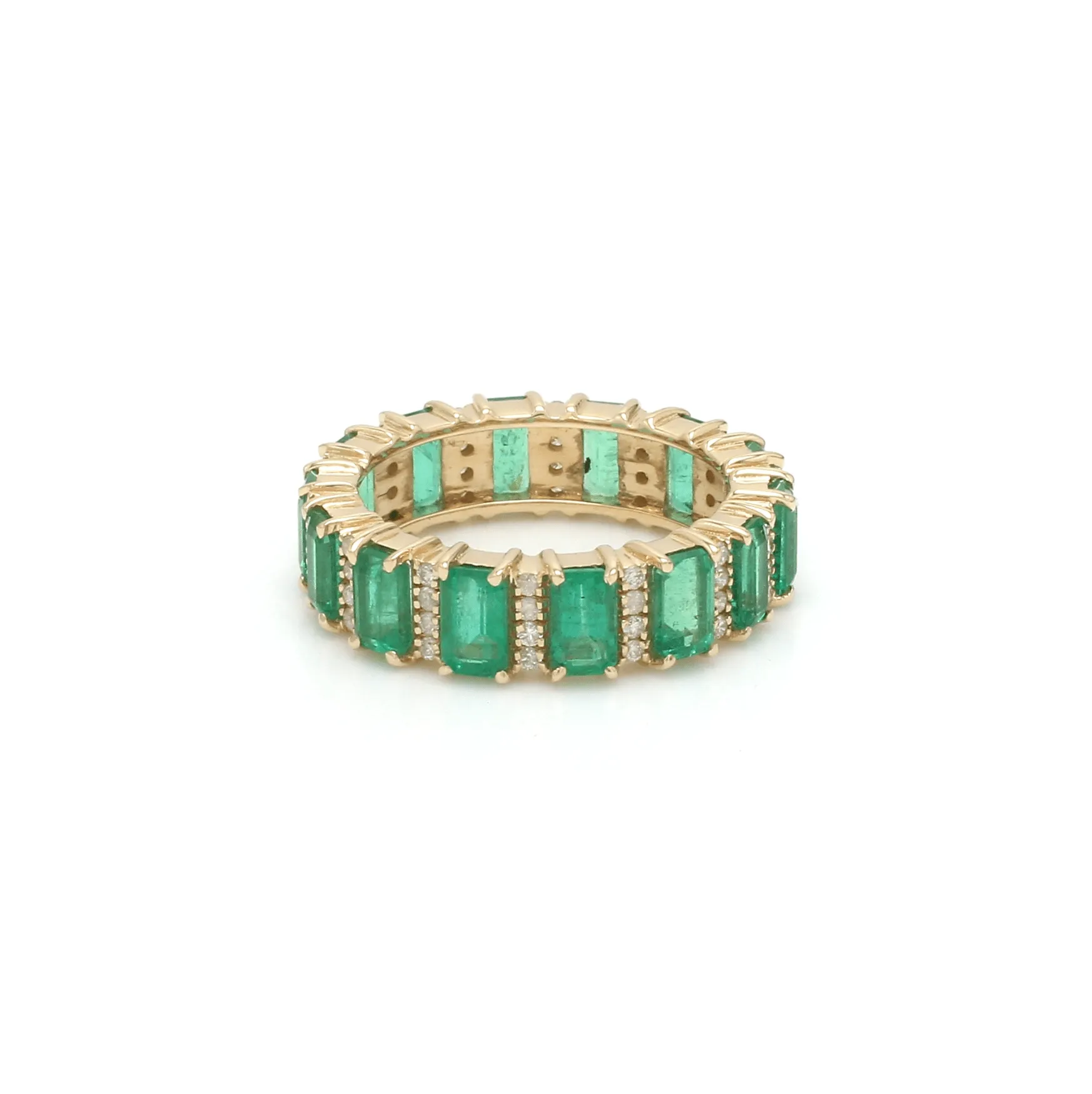 14K & 18K Gold Emerald and Diamond Eternity Band