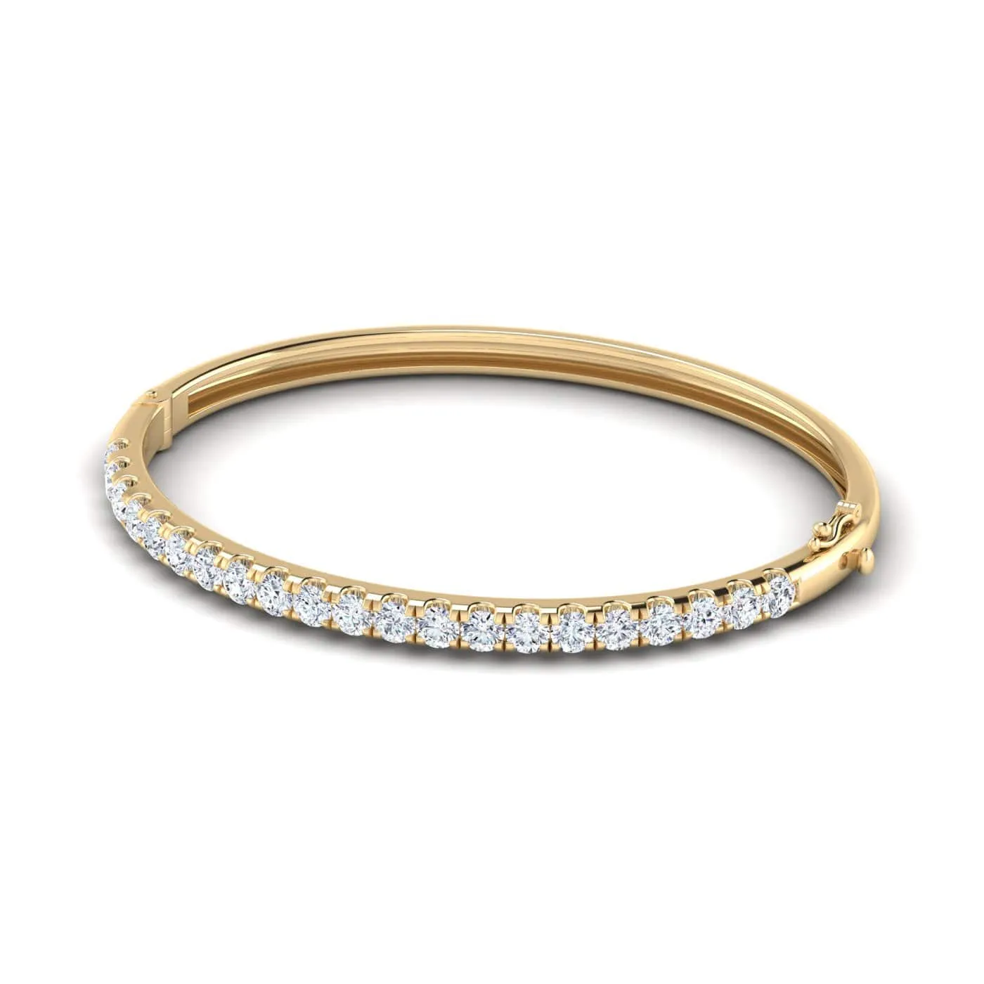 14K & 18K Gold Round Diamond Bangle Bracelet 3 ct, Lab Grown