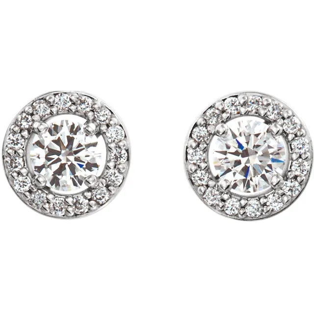 14K Gold Halo-Style Diamond Stud Earrings