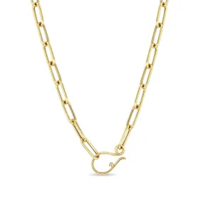 14k Large Paperclip Chain with Diamond Hook Closure