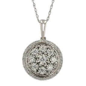 14K White gold coin natural diamonds rosette pendant singapore chain-CH4247W