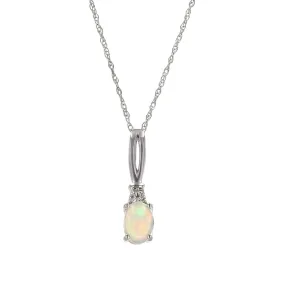 14K White gold drop tear Australia opal diamond accent-14653