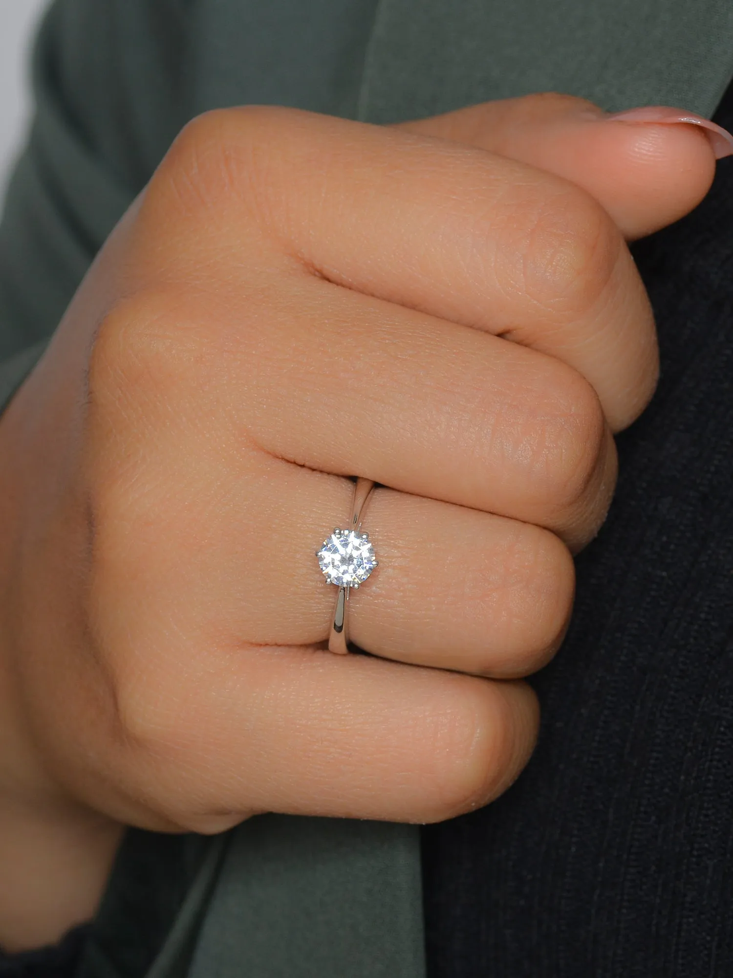 1.5 Carat Adjustable Silver Solitaire Ring