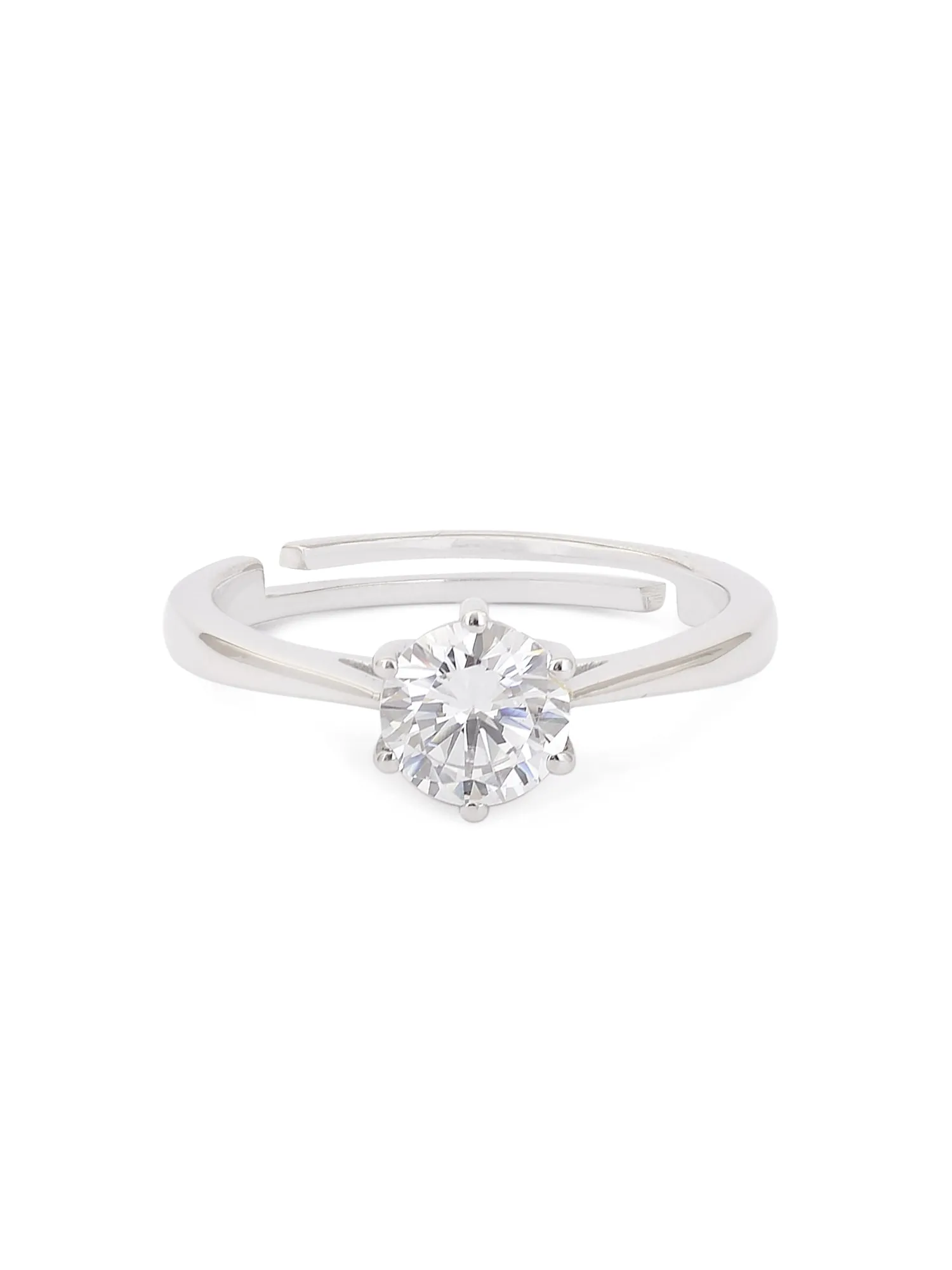 1.5 Carat Adjustable Silver Solitaire Ring