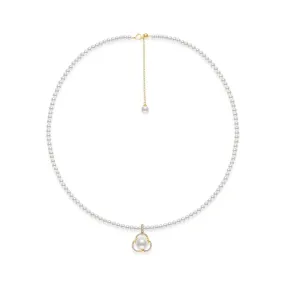 18K Solid Gold Freshwater Pearl Necklace KN00103