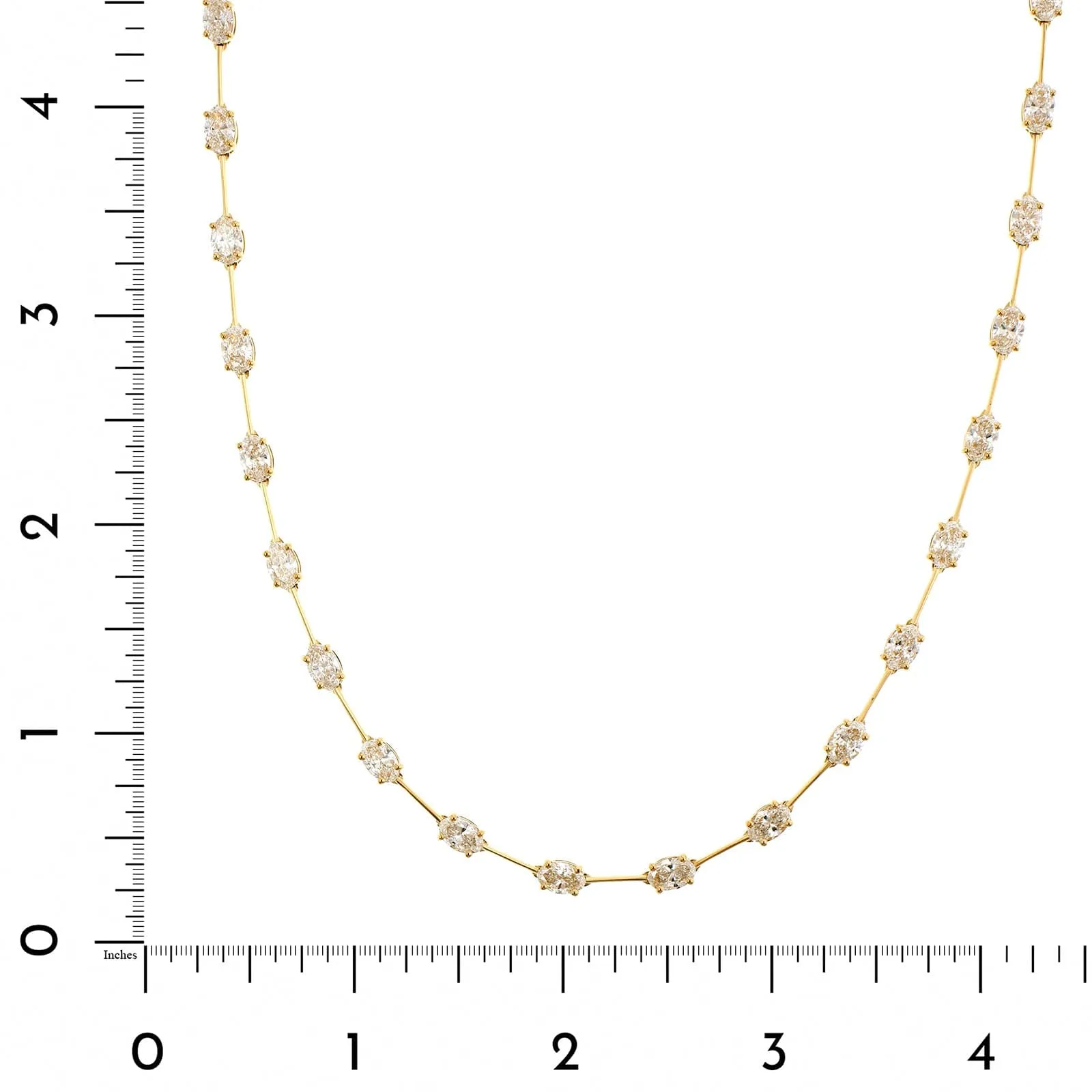 18K Yellow Gold Oval Diamond Bar Station Necklace