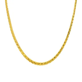 22K Yellow Gold Long Chain W/ Flat Wheat Link, 22 inches