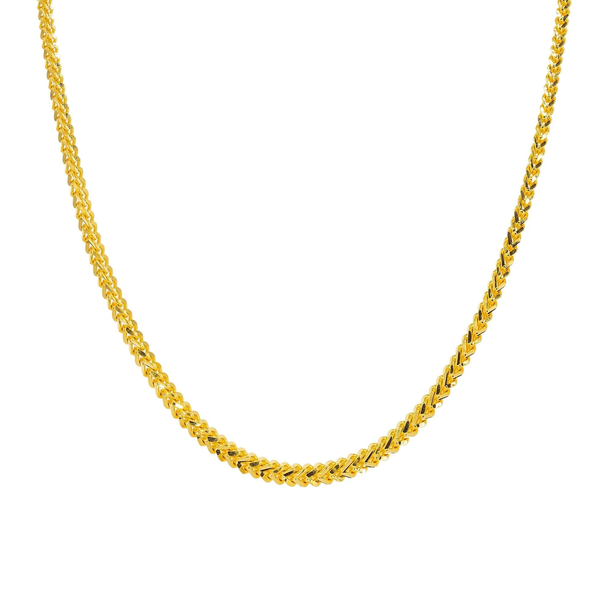 22K Yellow Gold Long Chain W/ Flat Wheat Link, 22 inches