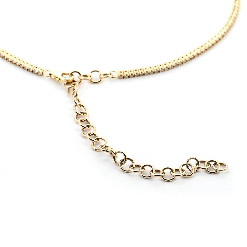 2.46ctw Round Diamond Tennis Choker - Yellow Gold