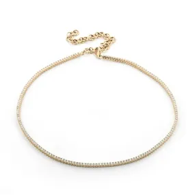 2.46ctw Round Diamond Tennis Choker - Yellow Gold