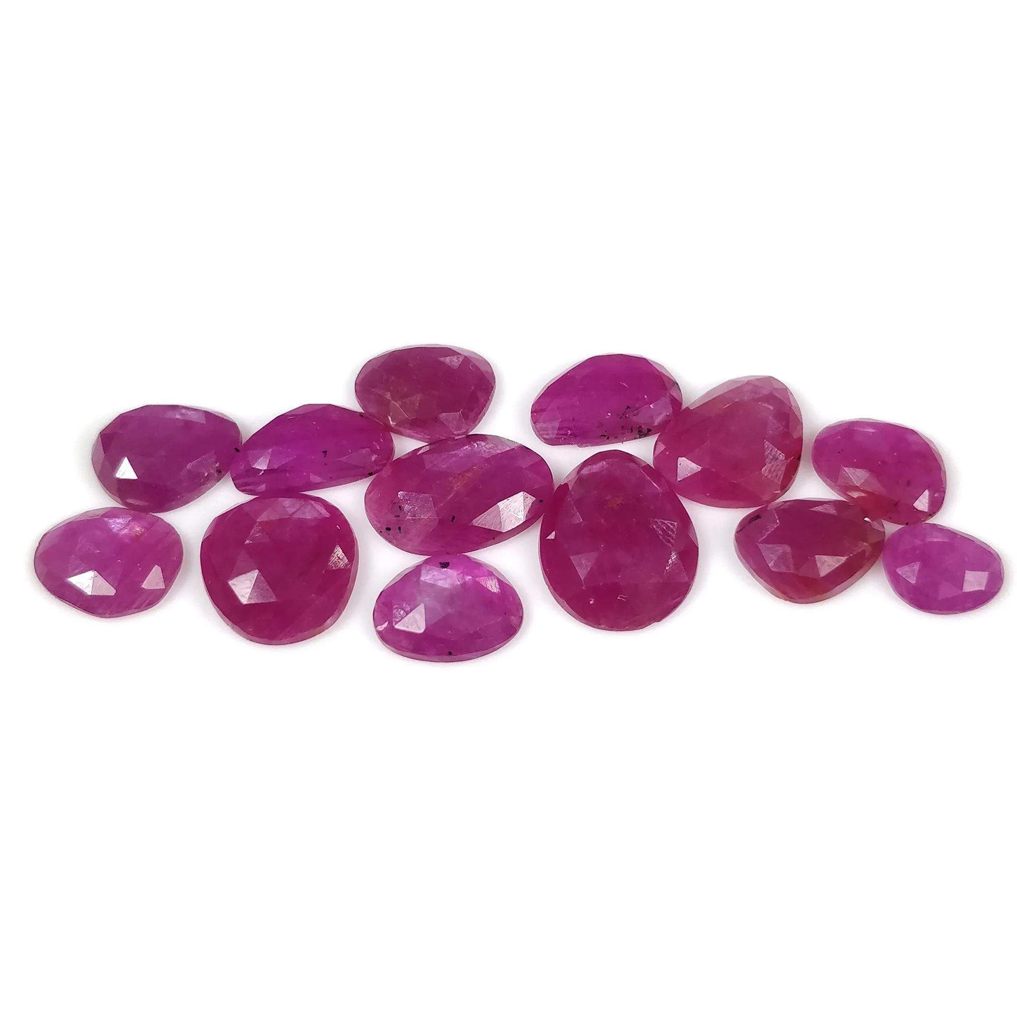 35.00cts Natural Untreated Raspberry Sheen PINK SAPPHIRE Gemstone September Birthstone Uneven Shape Rose Cut 8*6mm - 13*10mm 13pcs