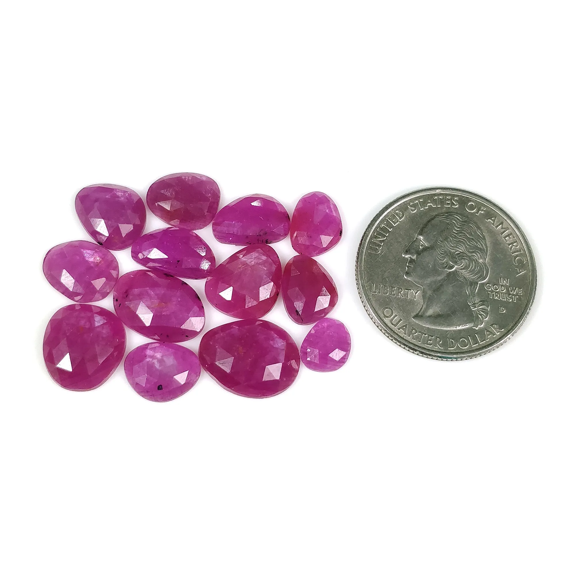 35.00cts Natural Untreated Raspberry Sheen PINK SAPPHIRE Gemstone September Birthstone Uneven Shape Rose Cut 8*6mm - 13*10mm 13pcs