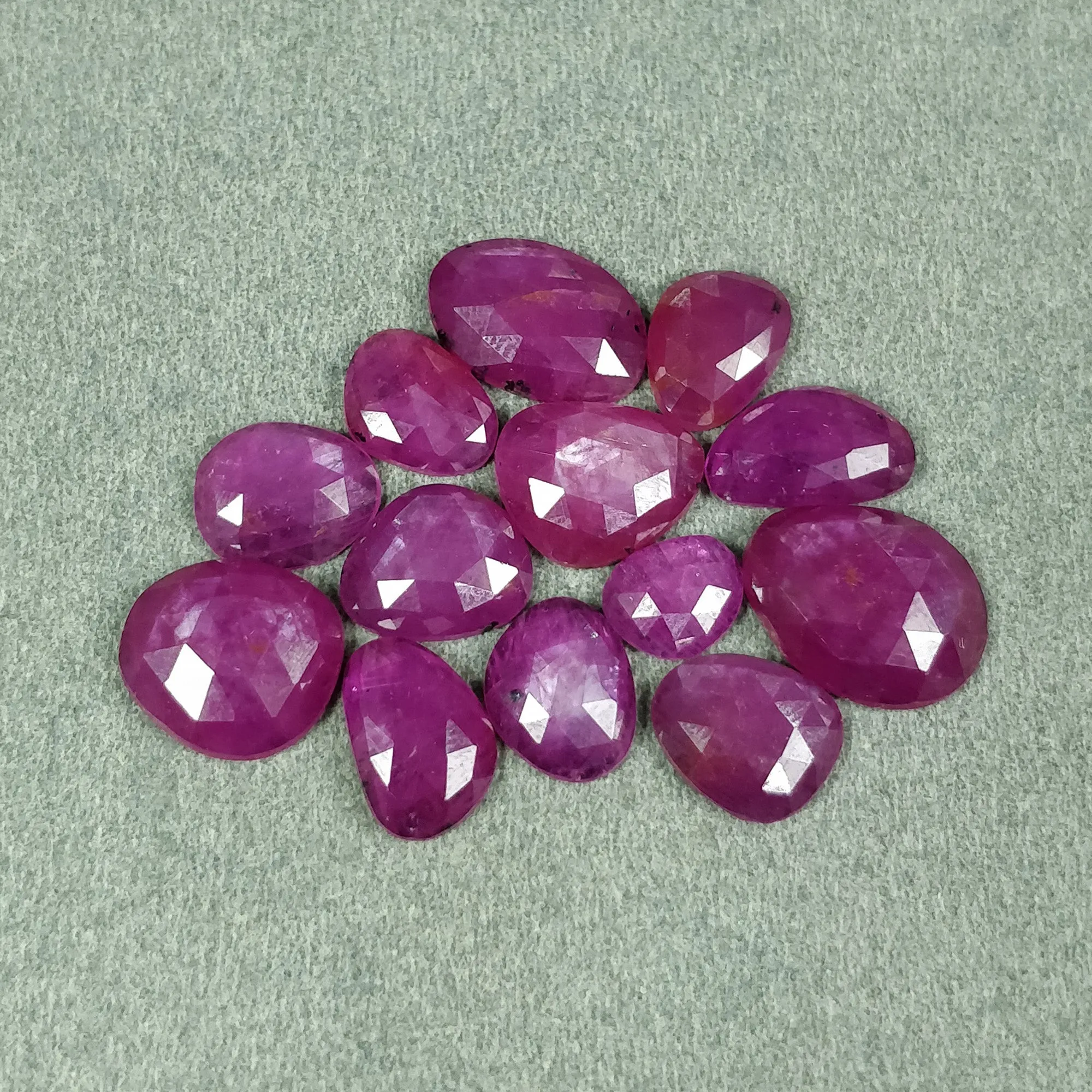 35.00cts Natural Untreated Raspberry Sheen PINK SAPPHIRE Gemstone September Birthstone Uneven Shape Rose Cut 8*6mm - 13*10mm 13pcs