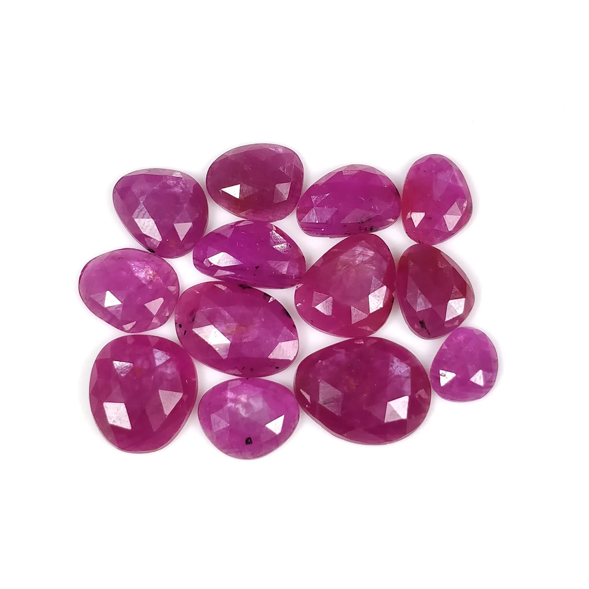 35.00cts Natural Untreated Raspberry Sheen PINK SAPPHIRE Gemstone September Birthstone Uneven Shape Rose Cut 8*6mm - 13*10mm 13pcs