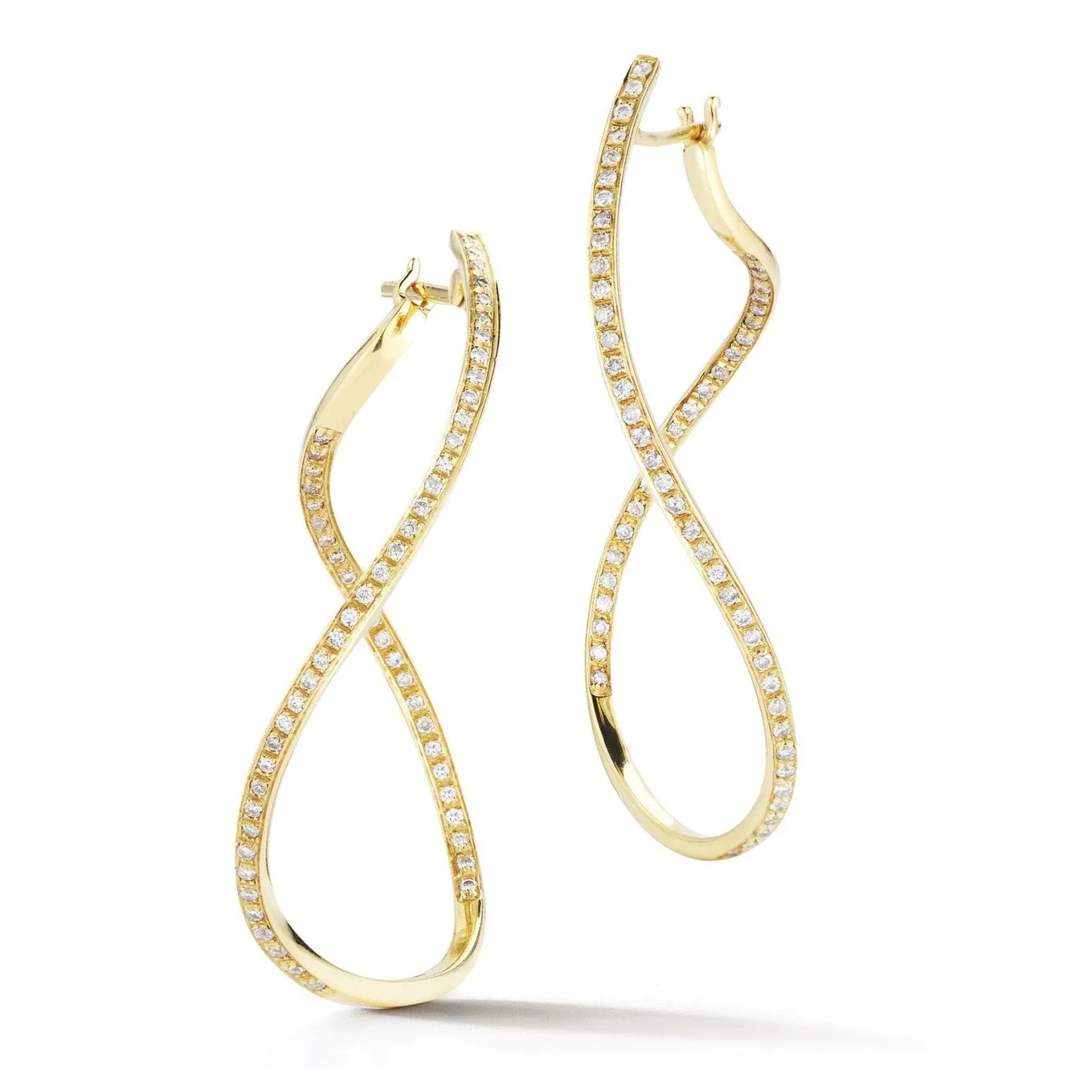 A & Furst - Aqua - Large Hoop Earrings with Diamonds, 18k Yellow Gold