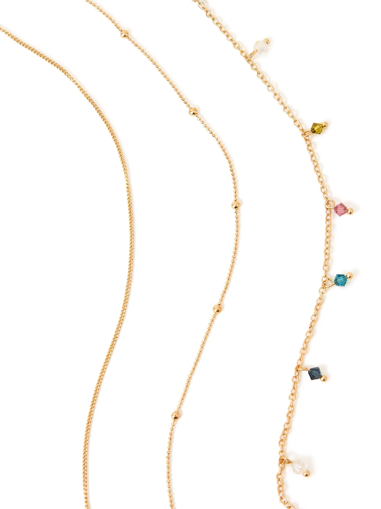 Accessorize London Women's Multi Gem Anklet Set Of 3