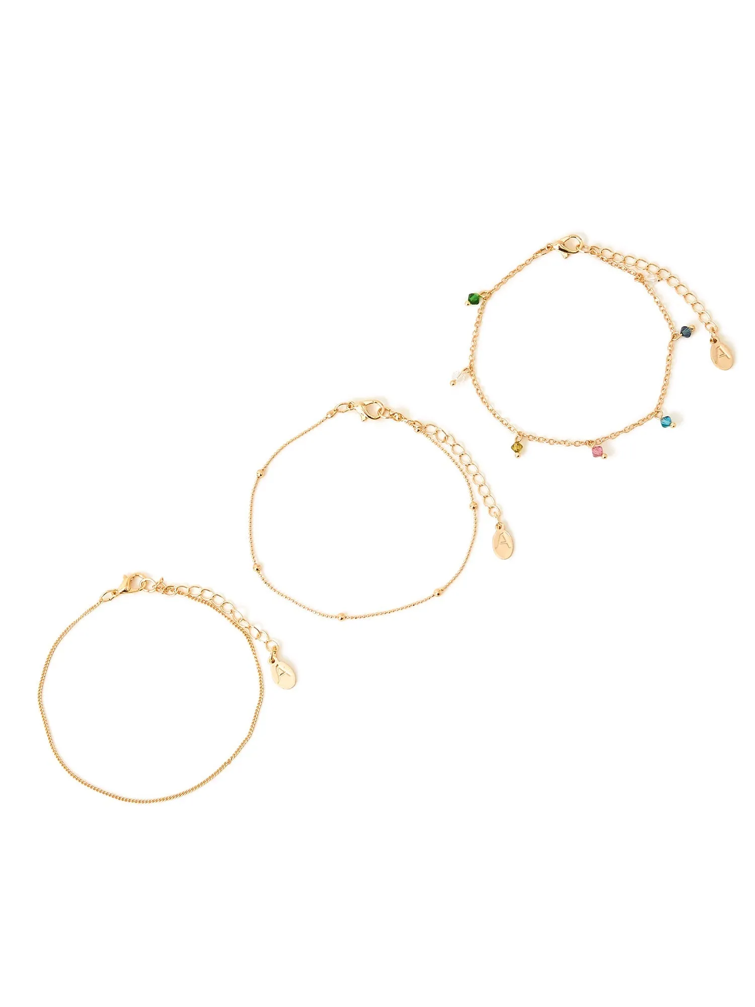 Accessorize London Women's Multi Gem Anklet Set Of 3