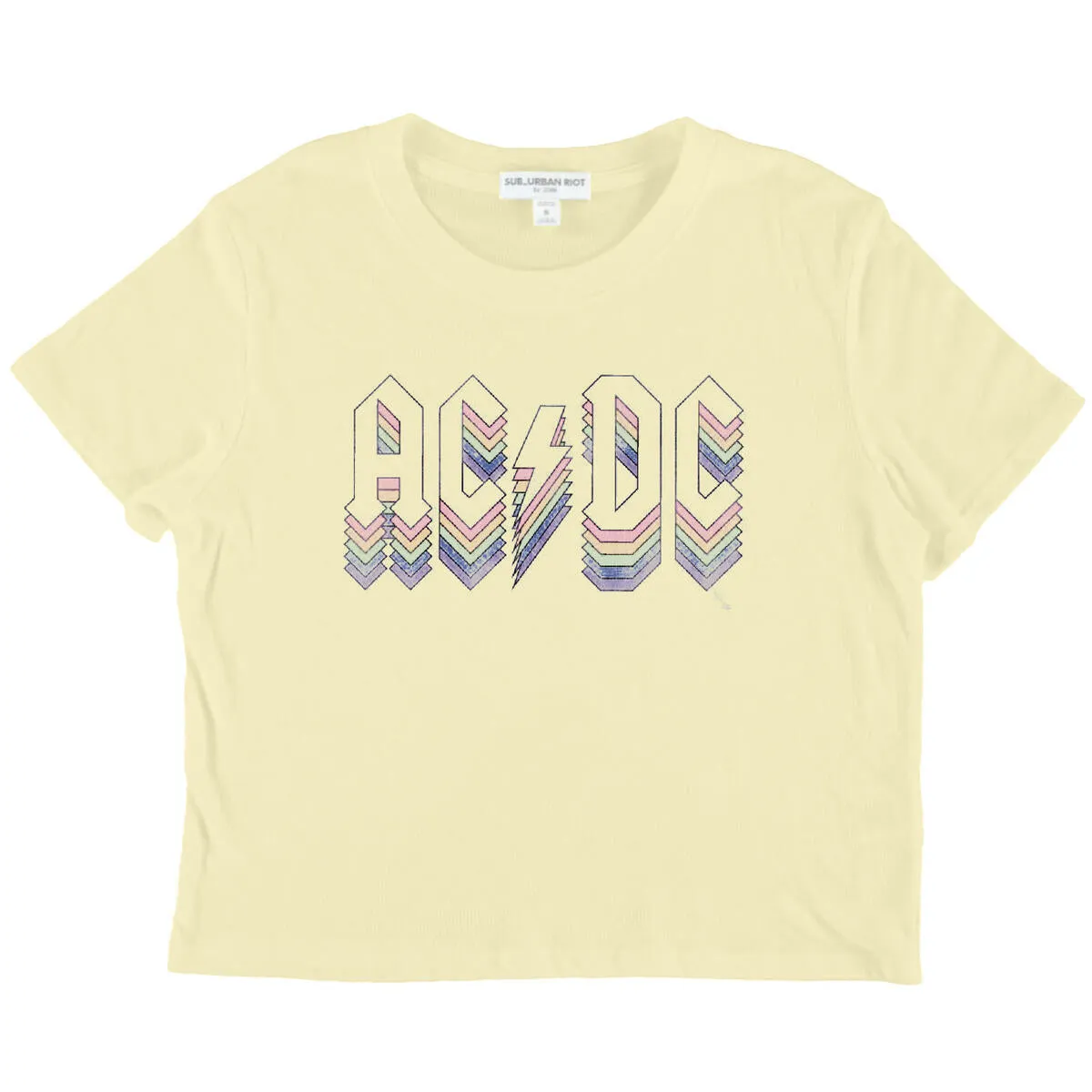 ACDC Lemon Rainbow Logo Crop Tee