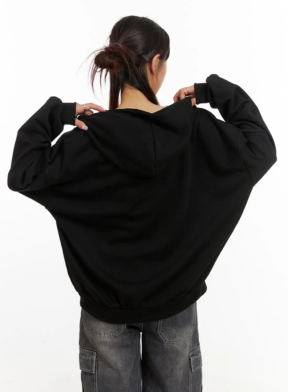 Acubi Graphic Oversized Zip-Up Hoodie IY410