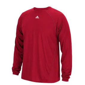 adidas Men's Power Red Performance Long-Sleeve Climalite Tee