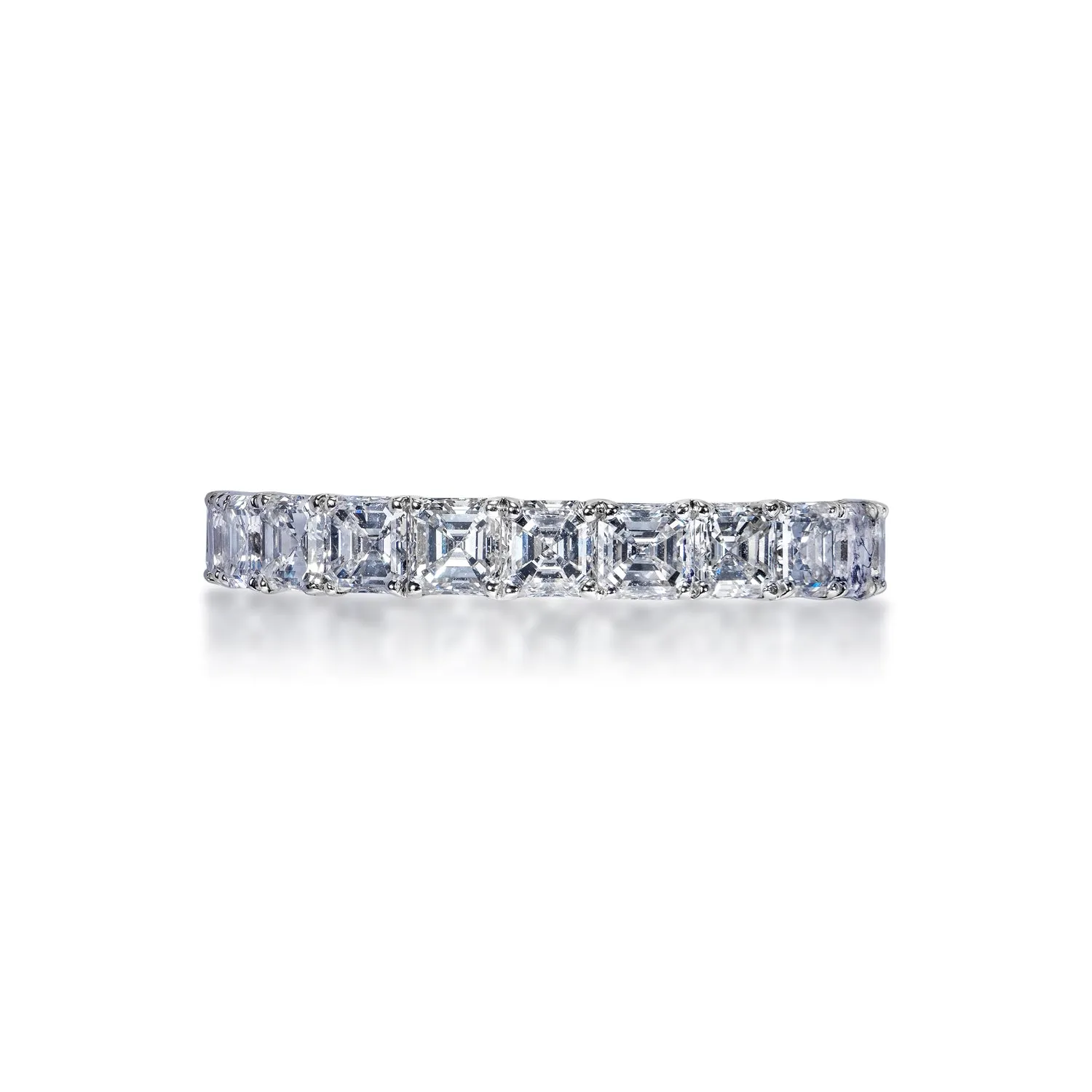 Anahi 4 Carat Asscher Cut Diamond Eternity Band in 18k White Gold Shared Prong