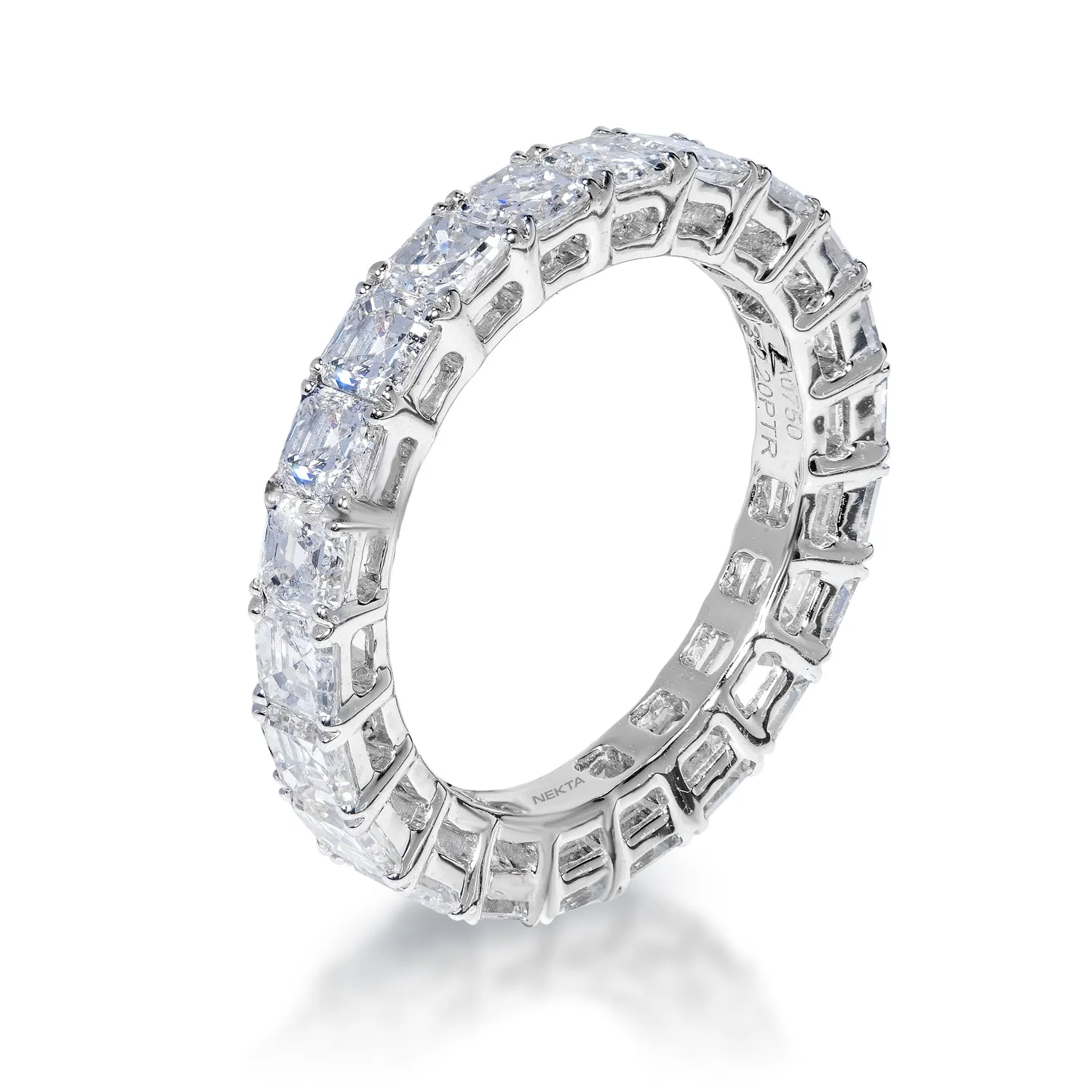 Anahi 4 Carat Asscher Cut Diamond Eternity Band in 18k White Gold Shared Prong