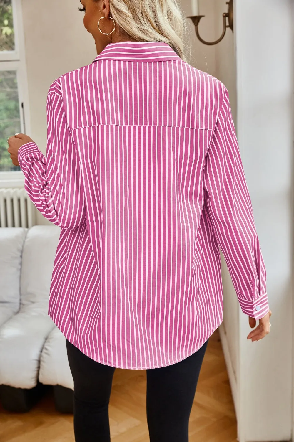 Angelina Striped Button Up Long Sleeve Shirt