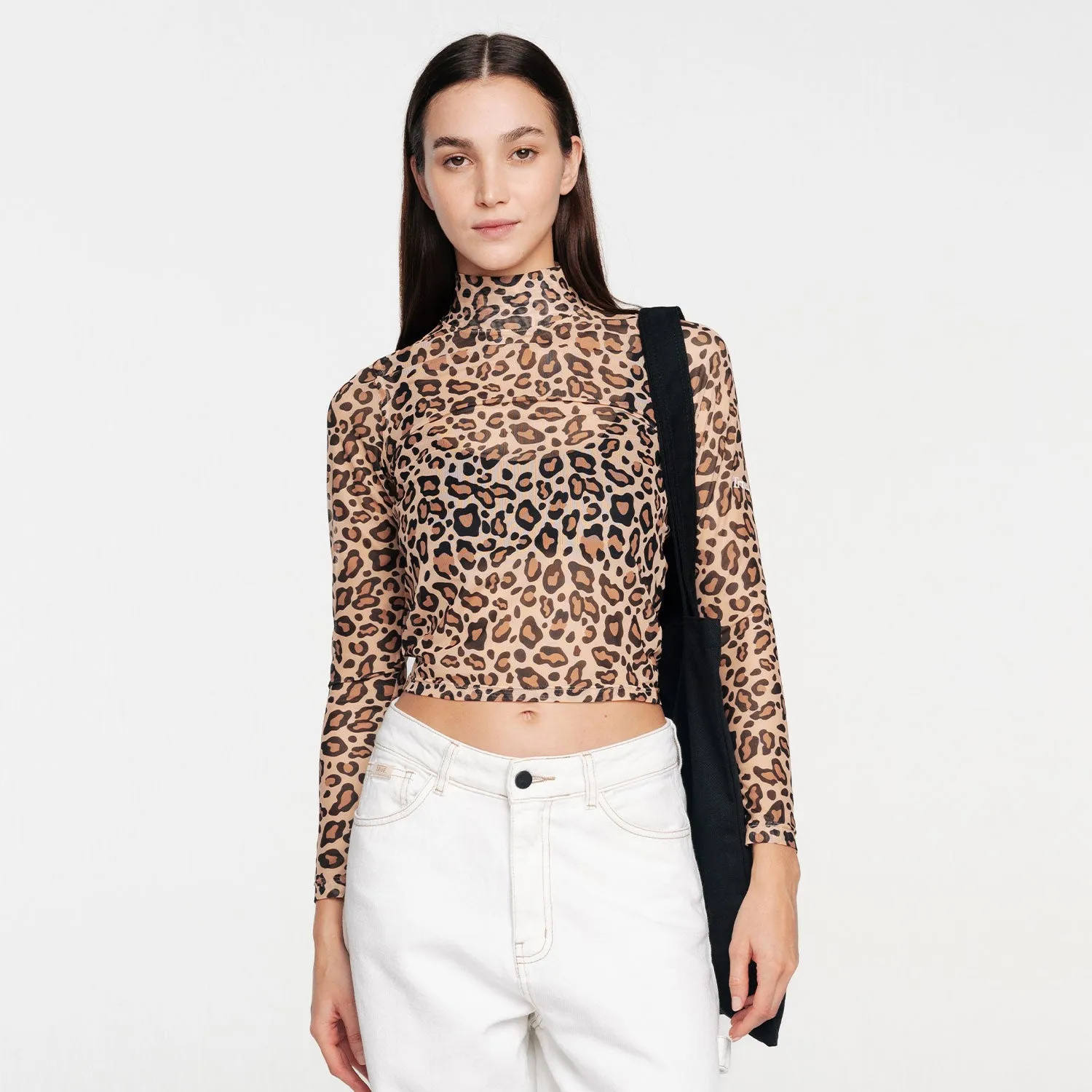 Animal Print Mesh LS Top - Leopard