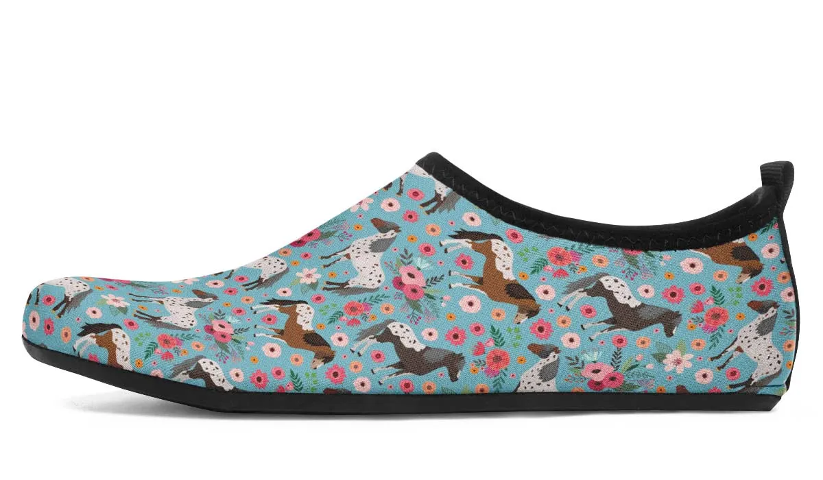 Appaloosa Horse Flower Aqua Barefoot Shoes