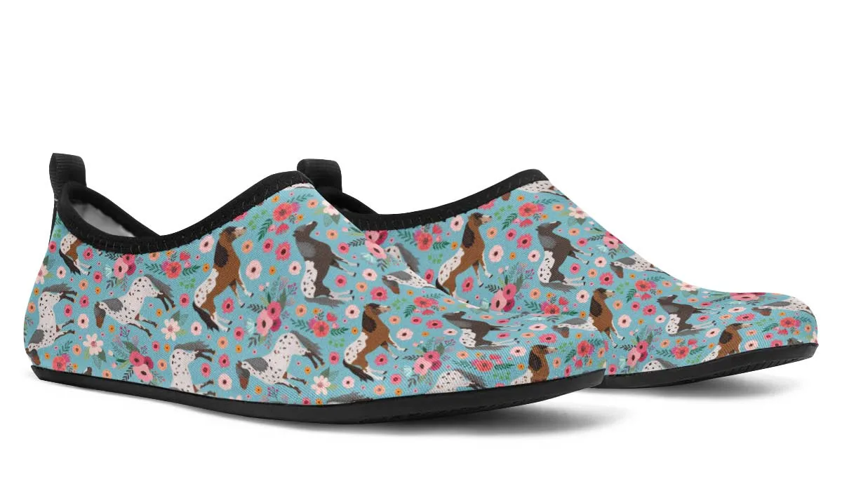 Appaloosa Horse Flower Aqua Barefoot Shoes