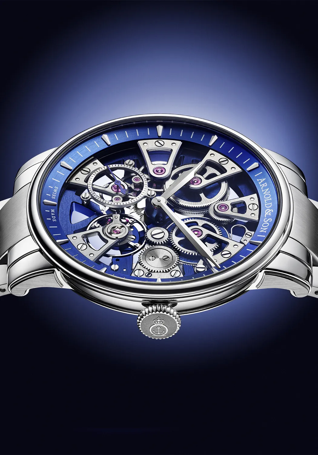 Arnold & Son Nebula 41.5 Steel Blue on Bracelet