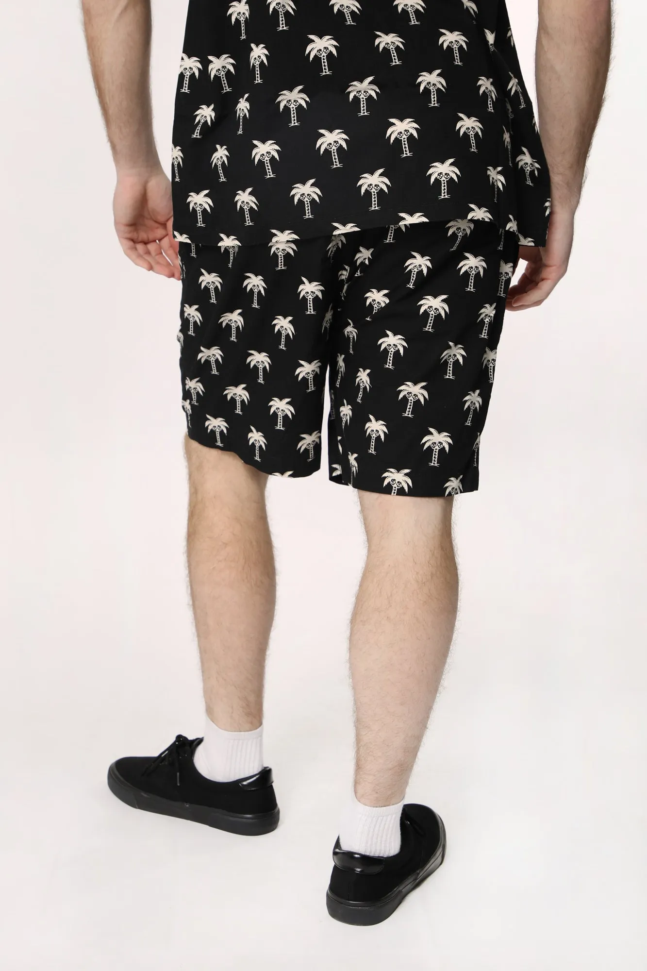 Arsenic Mens Skull Palm Poplin Jogger Shorts