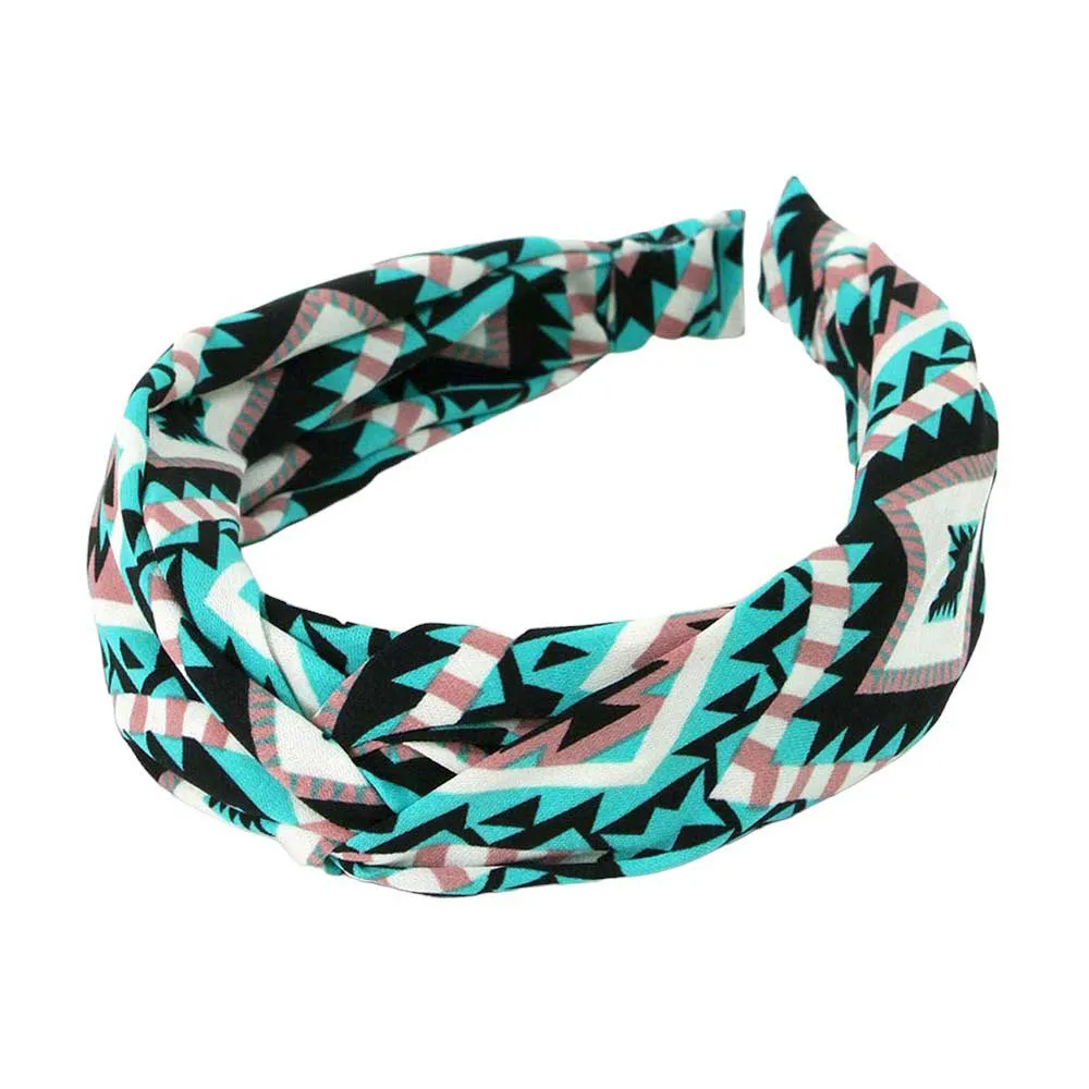 Aztec Patterned Twisted Headband