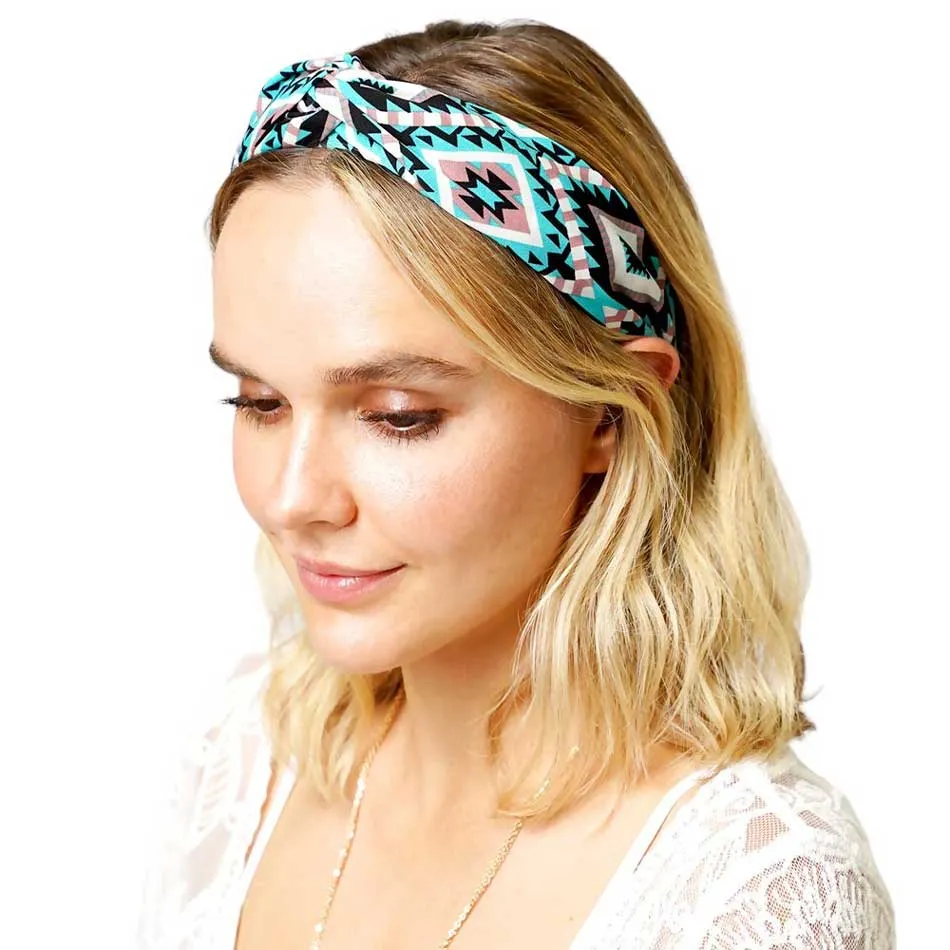 Aztec Patterned Twisted Headband