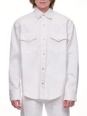 Barcode Monogram Denim Shirt (VL14SH550W-WHITE)