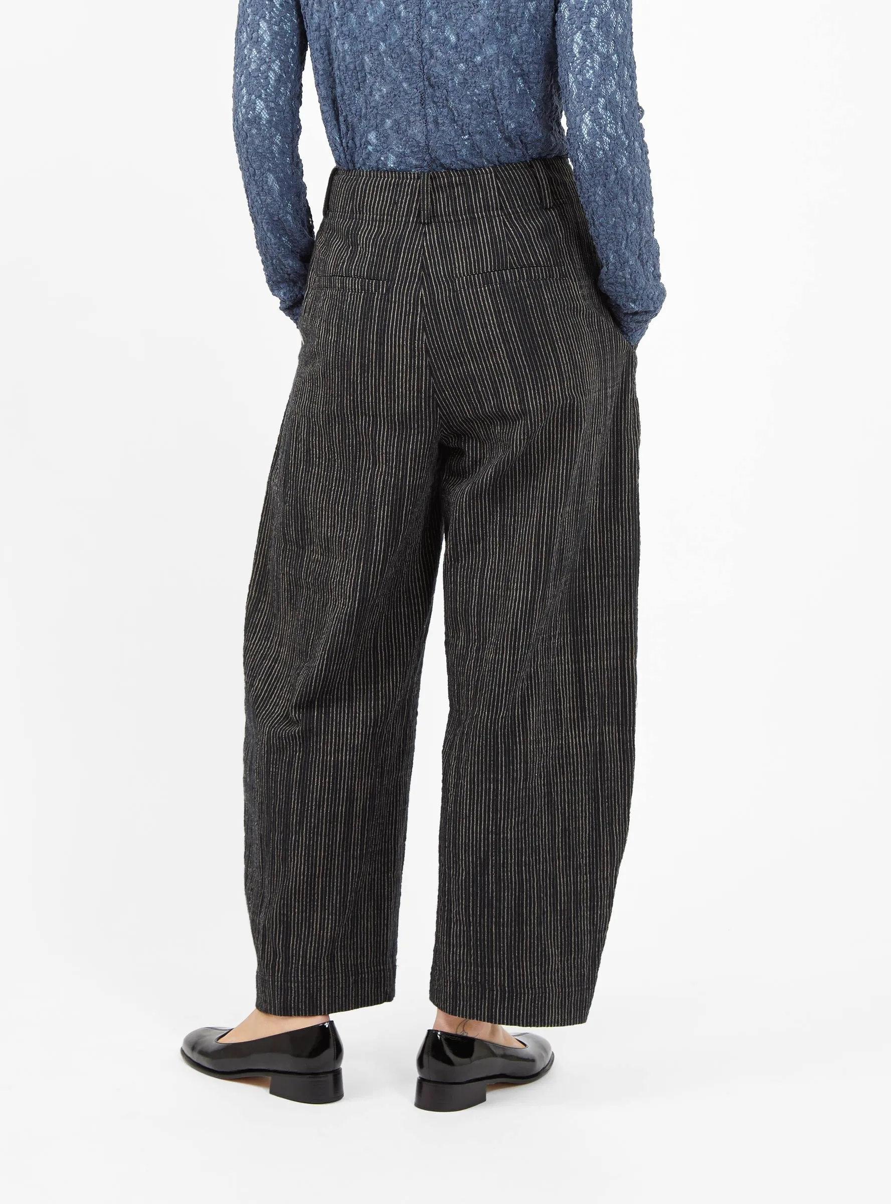 Bari Crop Trousers Midnight Blue Pin Stripe