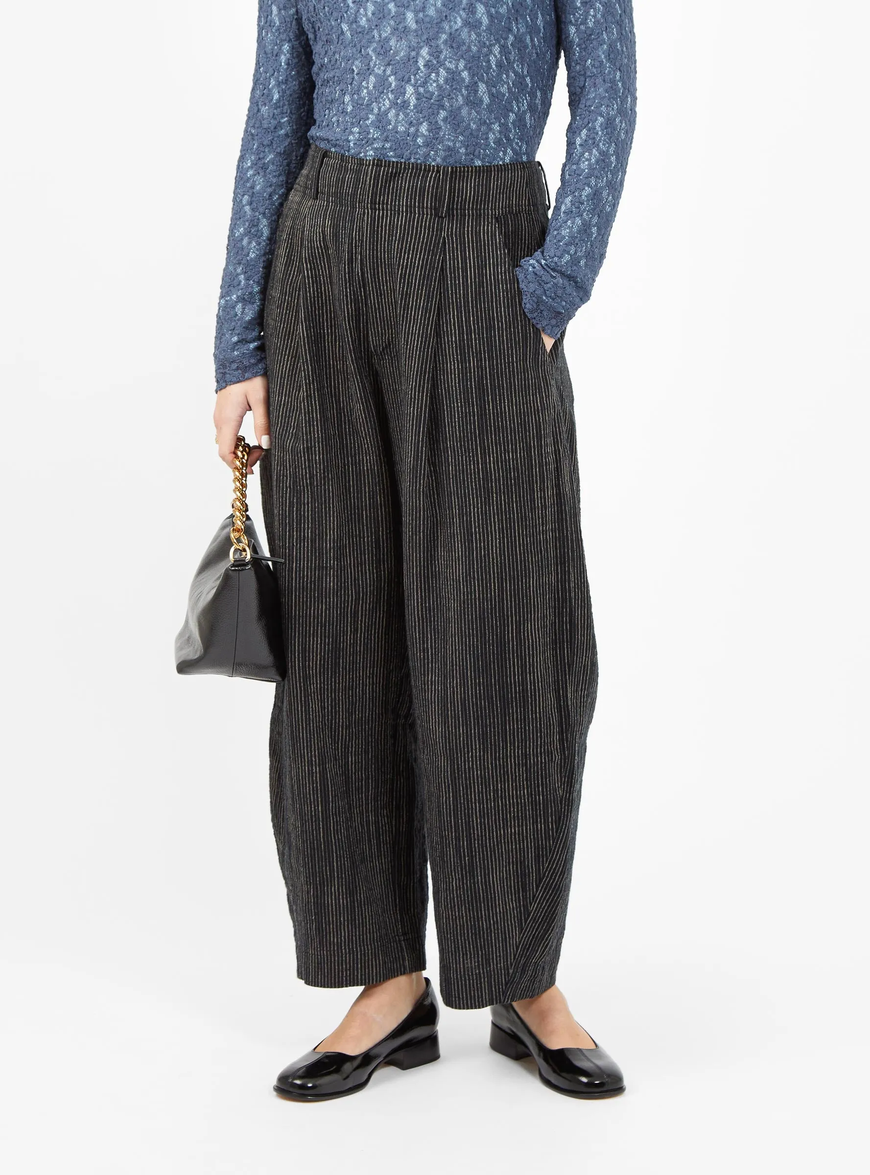 Bari Crop Trousers Midnight Blue Pin Stripe