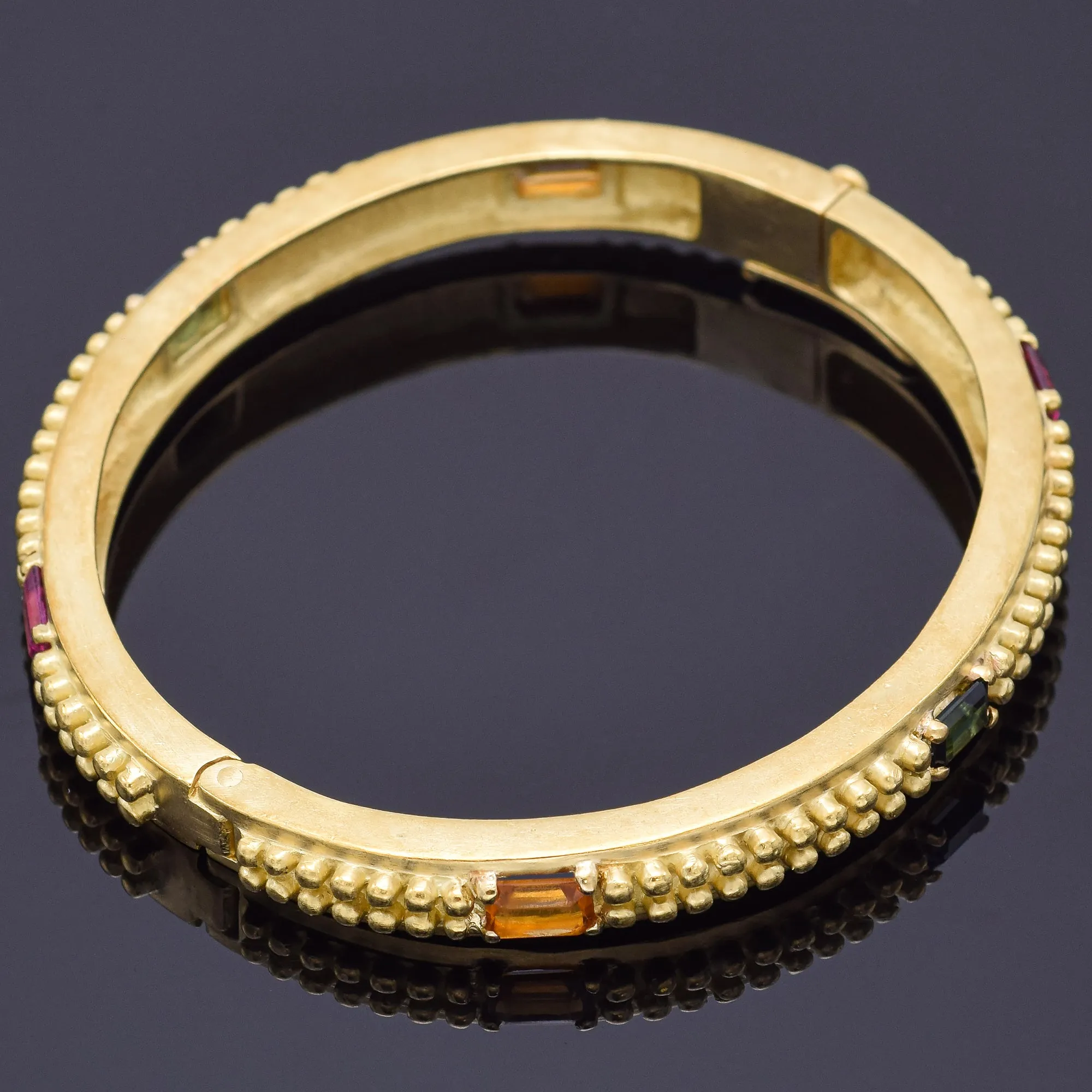 Barry Kieselstein-Cord 18K Yellow Gold Multi-Stone Hinged Bangle Bracelet