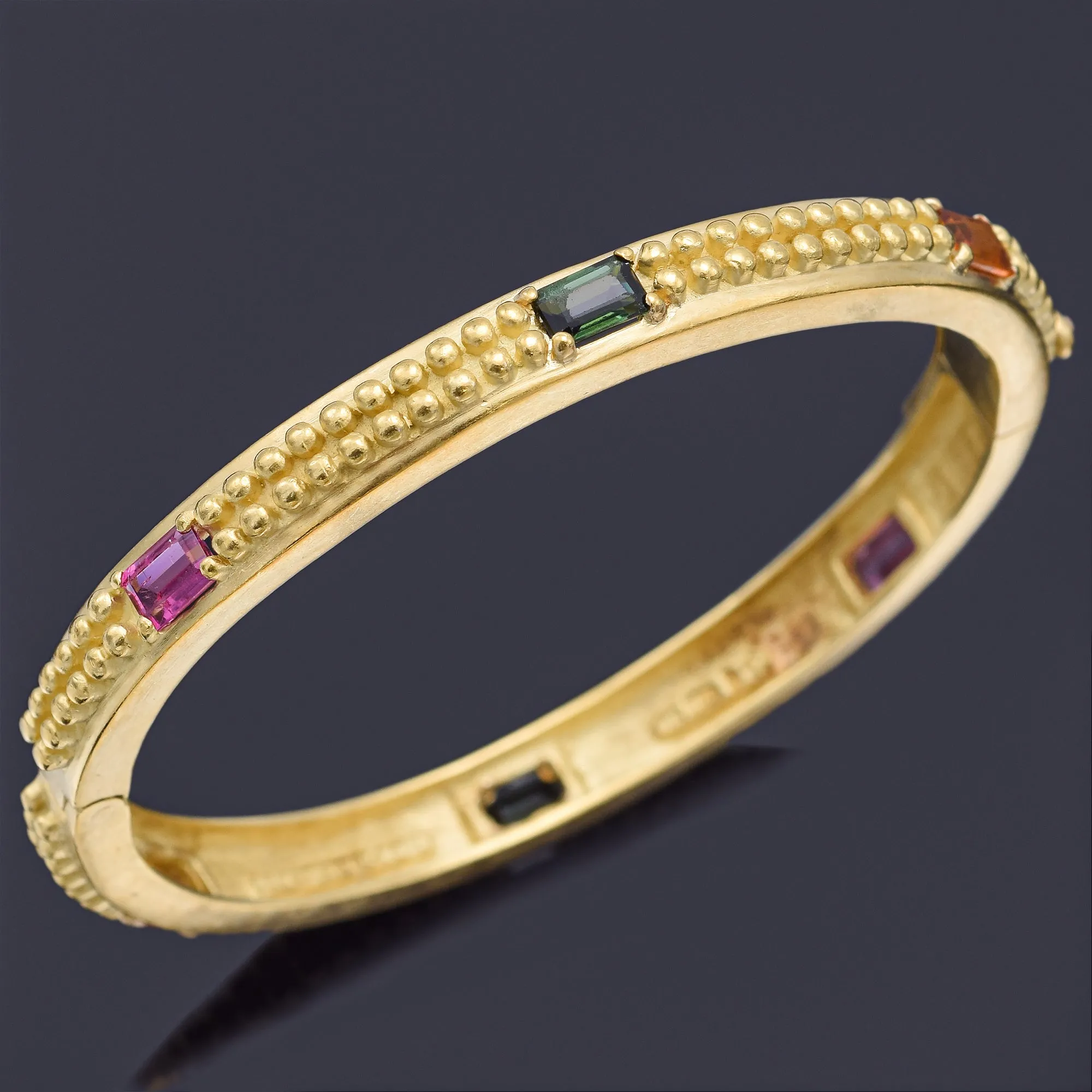 Barry Kieselstein-Cord 18K Yellow Gold Multi-Stone Hinged Bangle Bracelet