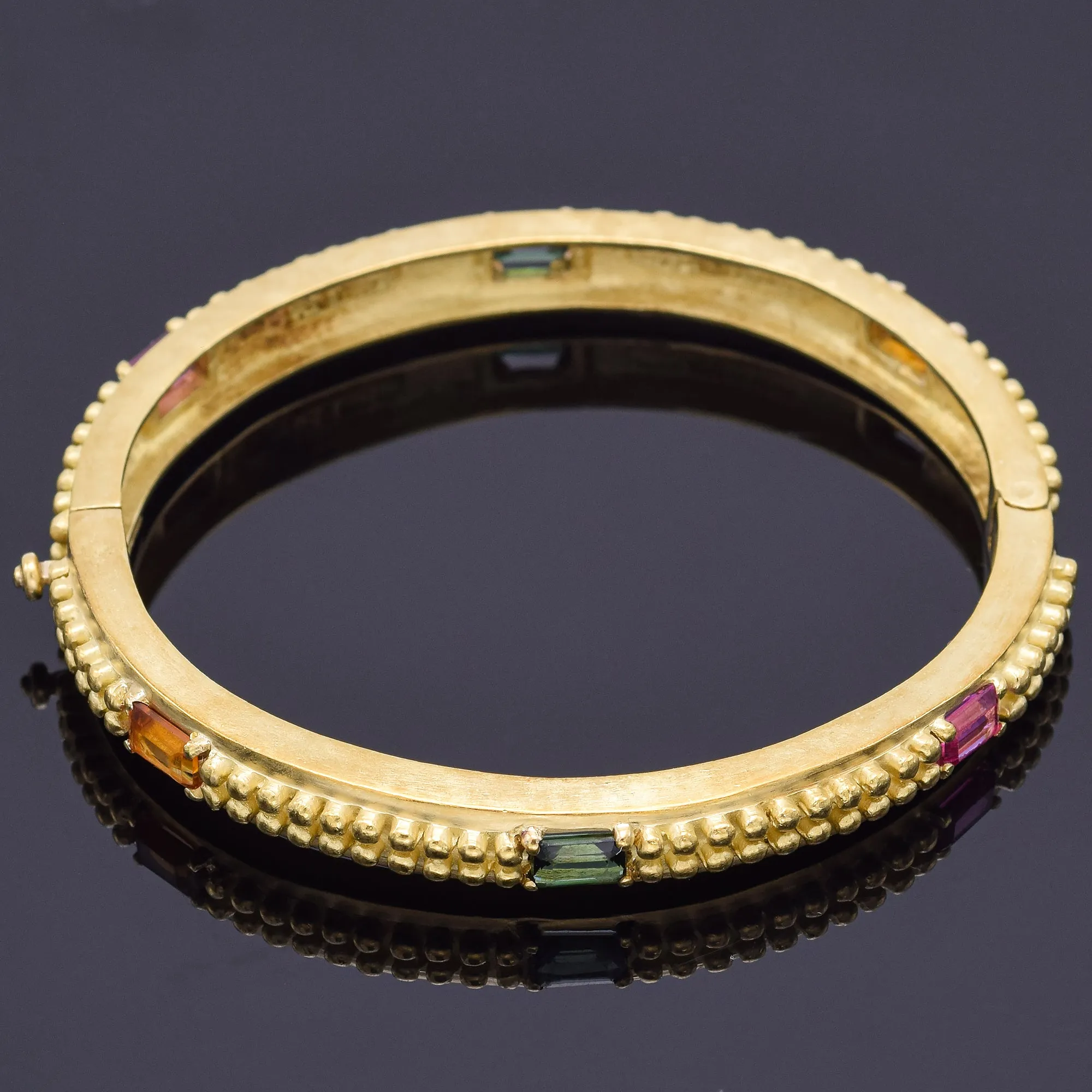 Barry Kieselstein-Cord 18K Yellow Gold Multi-Stone Hinged Bangle Bracelet