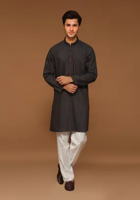 Basic Poly Viscose Orion Blue Slim Fit Kurta