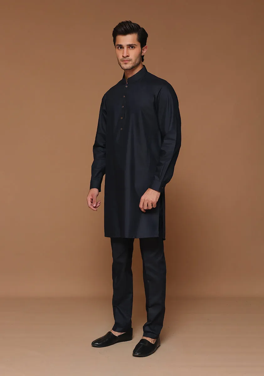 Basic Poly Viscose Outer Space Slim Fit Suit