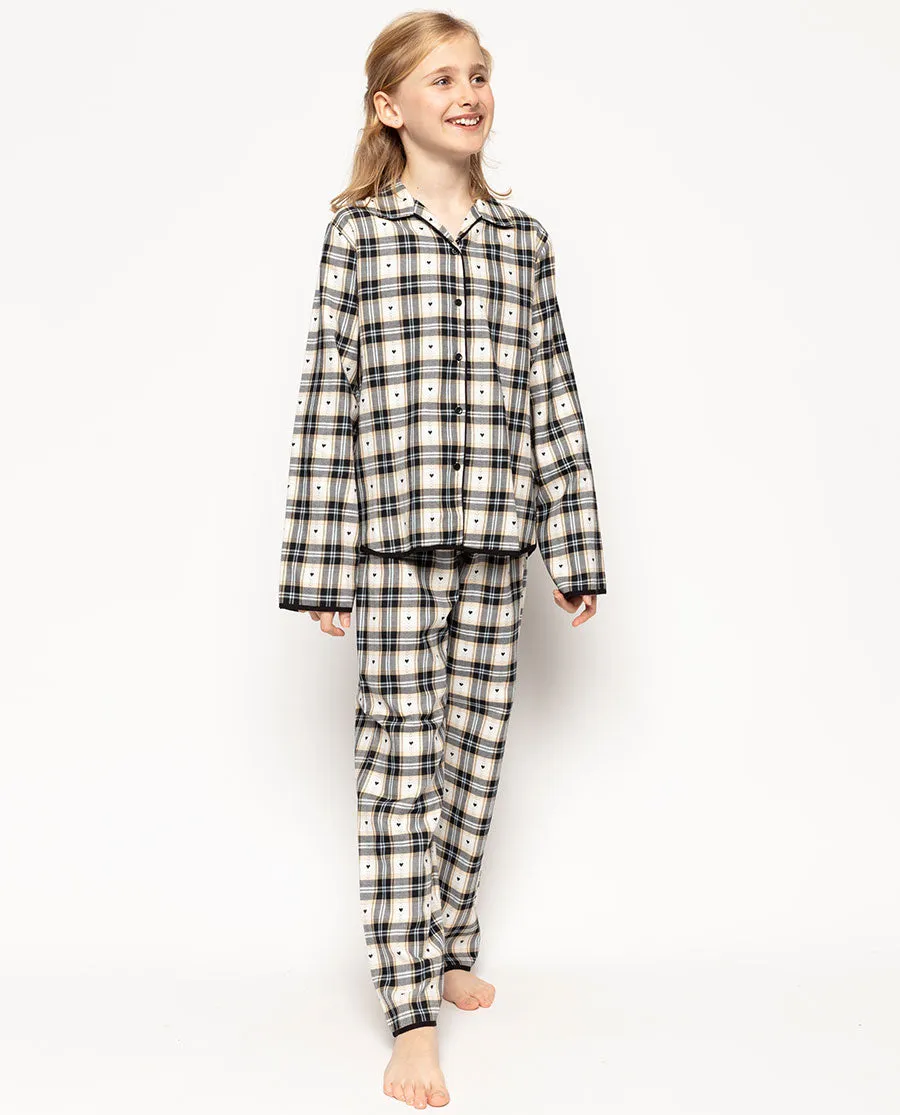 Beth Black Heart Dobby Check Pyjama Set