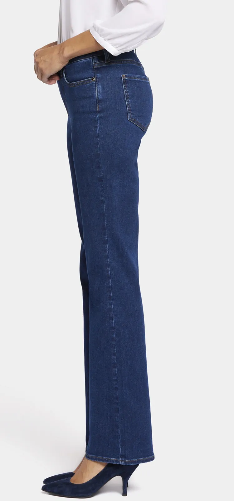 Blake High Rise Slim Flare Donkerblauw Premium Denim | Quinn