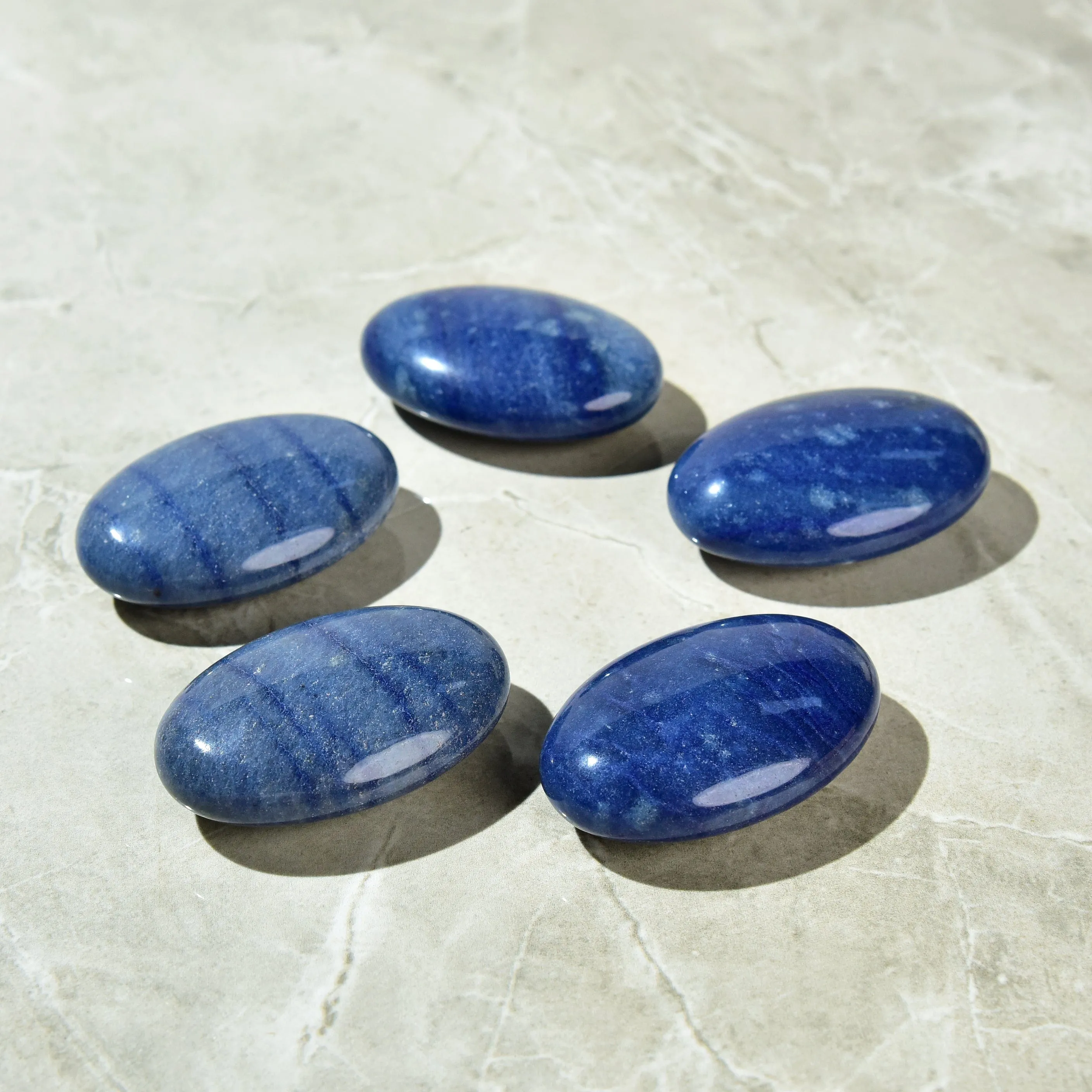 Blue Aventurine Palm Stone Natural Gemstone Carving