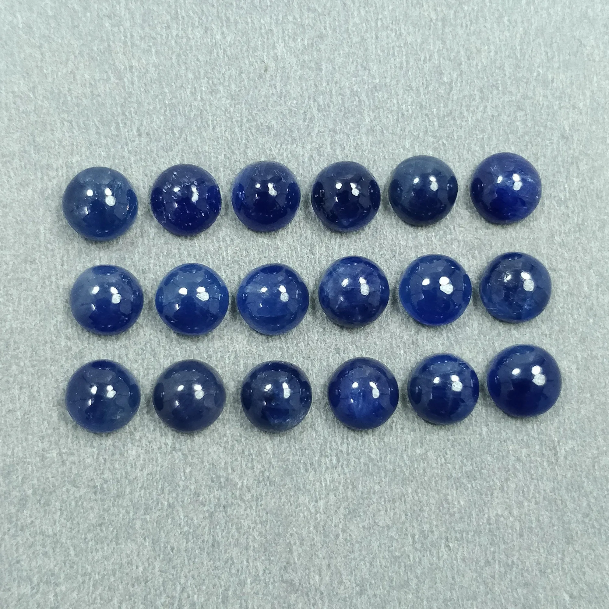 BLUE SAPPHIRE Gemstone Cabochon : 24.00cts Natural Untreated Unheated Sapphire Gemstone Round Shape Cabochon 6mm 18pcs Lot For Jewelry