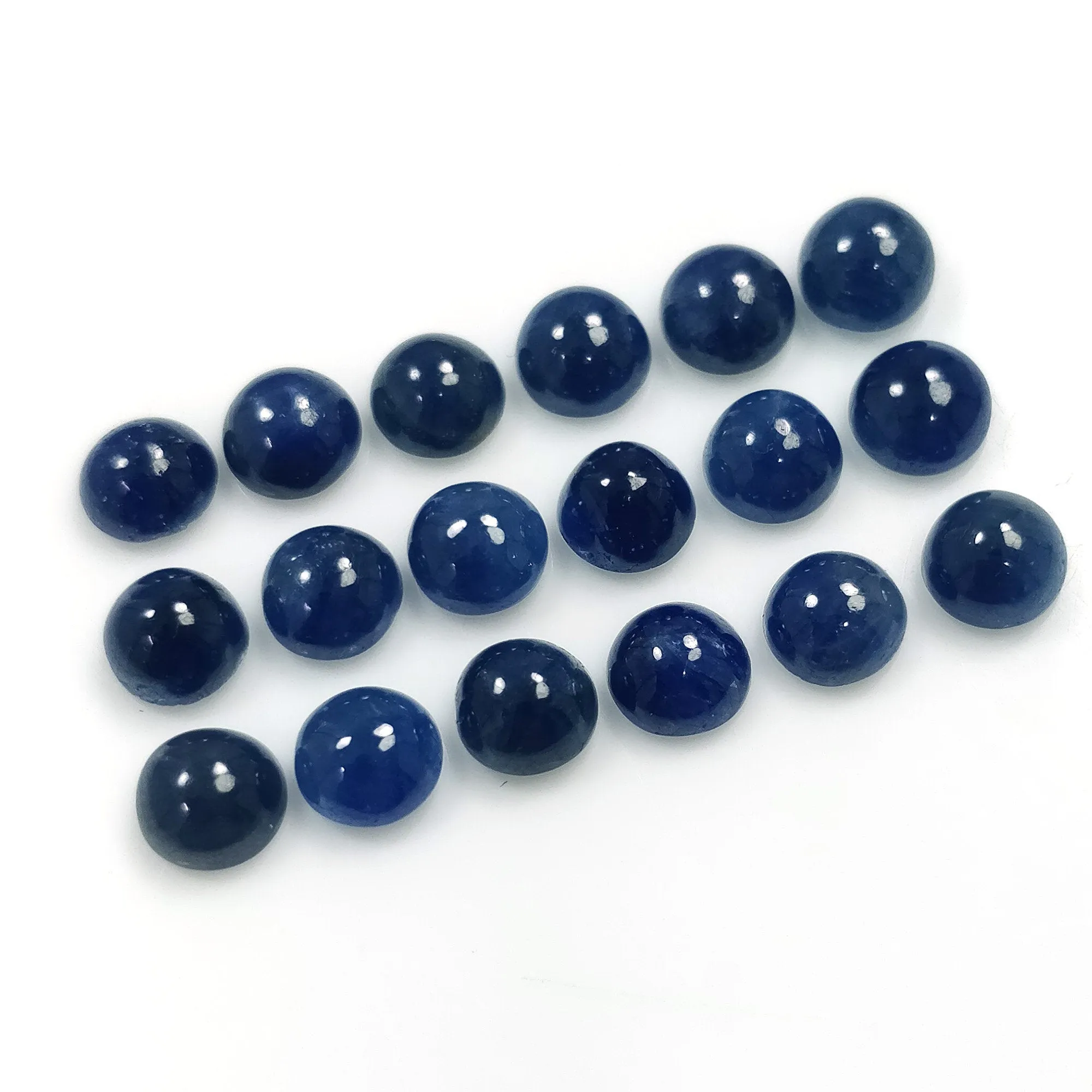 BLUE SAPPHIRE Gemstone Cabochon : 24.00cts Natural Untreated Unheated Sapphire Gemstone Round Shape Cabochon 6mm 18pcs Lot For Jewelry