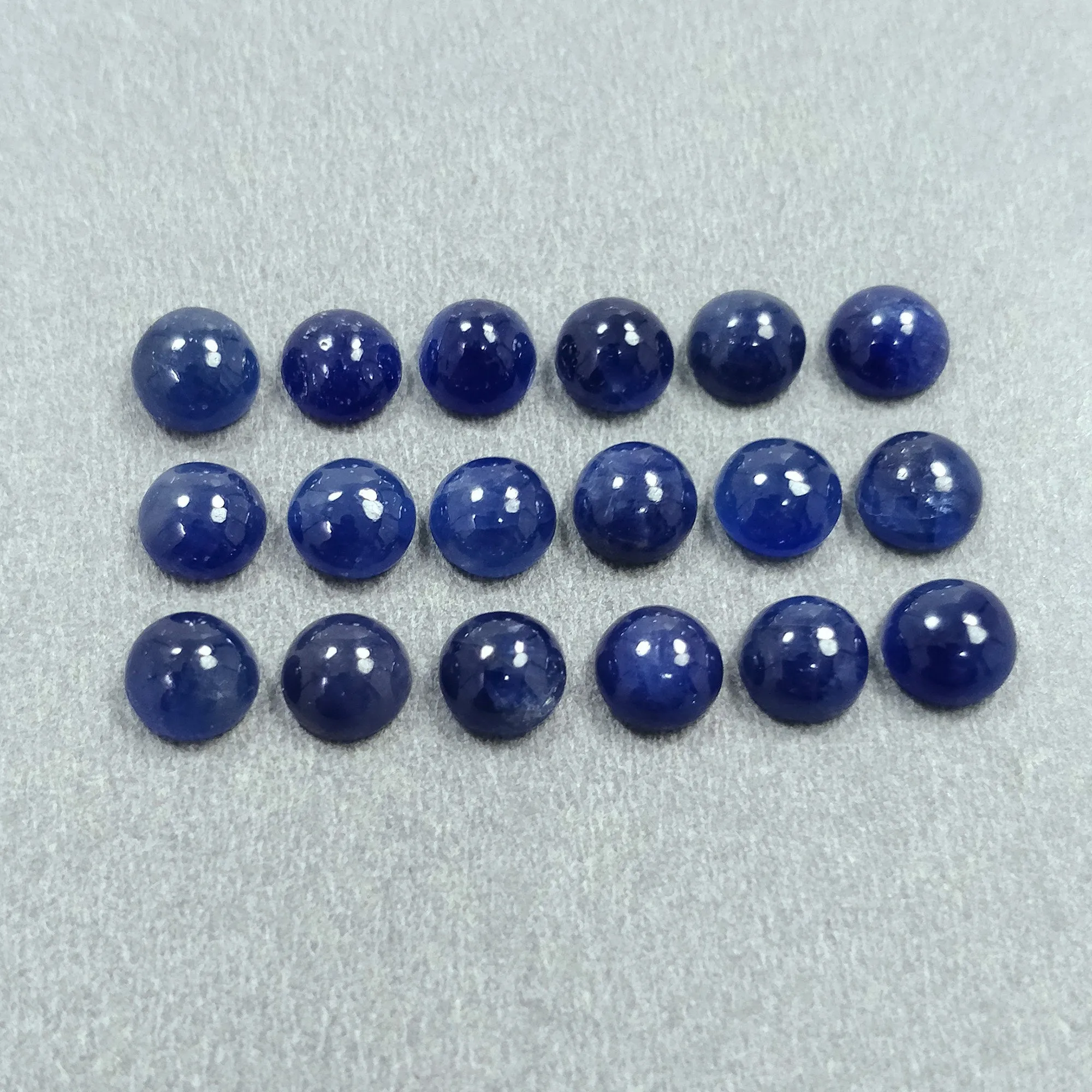 BLUE SAPPHIRE Gemstone Cabochon : 24.00cts Natural Untreated Unheated Sapphire Gemstone Round Shape Cabochon 6mm 18pcs Lot For Jewelry