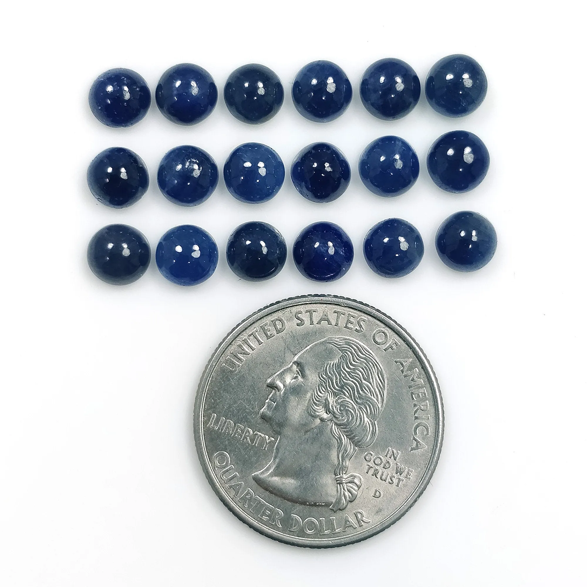 BLUE SAPPHIRE Gemstone Cabochon : 24.00cts Natural Untreated Unheated Sapphire Gemstone Round Shape Cabochon 6mm 18pcs Lot For Jewelry